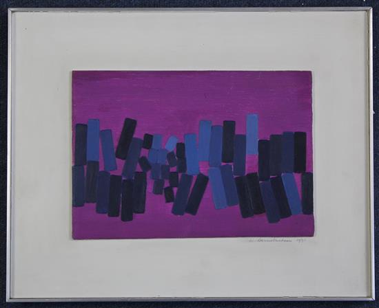 § Wilhelmina Barns-Graham (1912-2004) Blue Oblongs on Purple 2 12.25 x 15in.